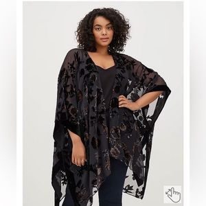 Torrid black burnout floral ruana one size